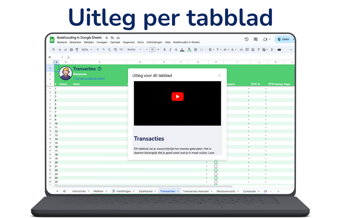 Boekhouding in Sheets