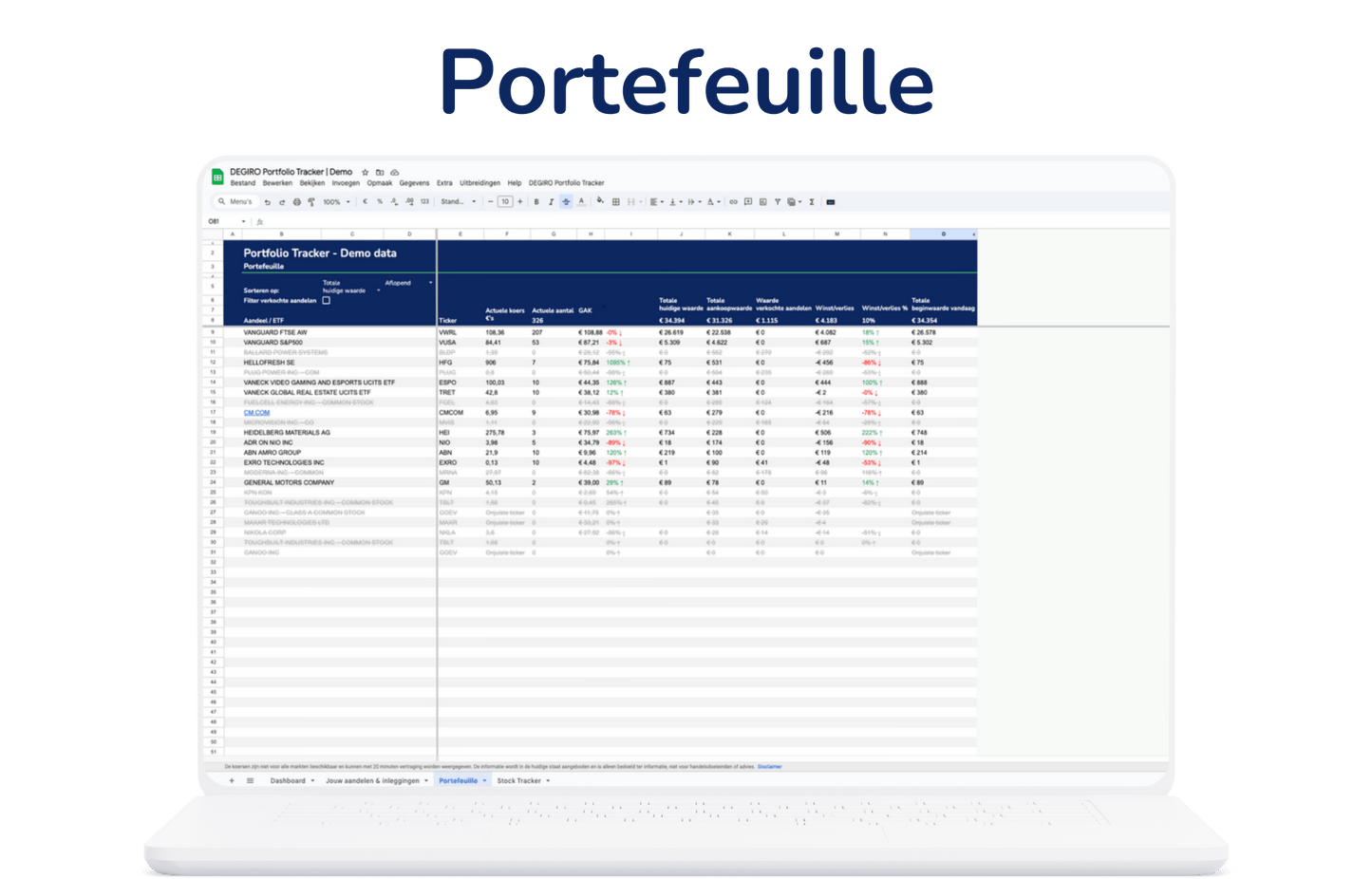 DEGIRO Portfolio Tracker | Google Sheets Template