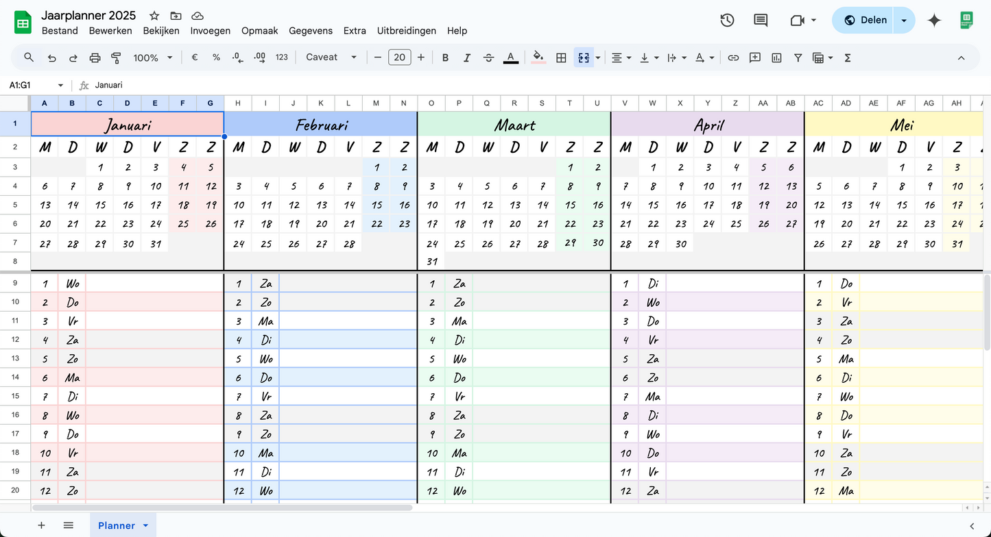 Jaarplanner 2025 | Google Sheets Template