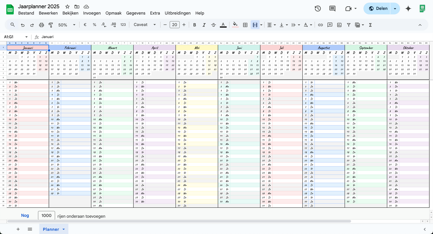Jaarplanner 2025 | Google Sheets Template