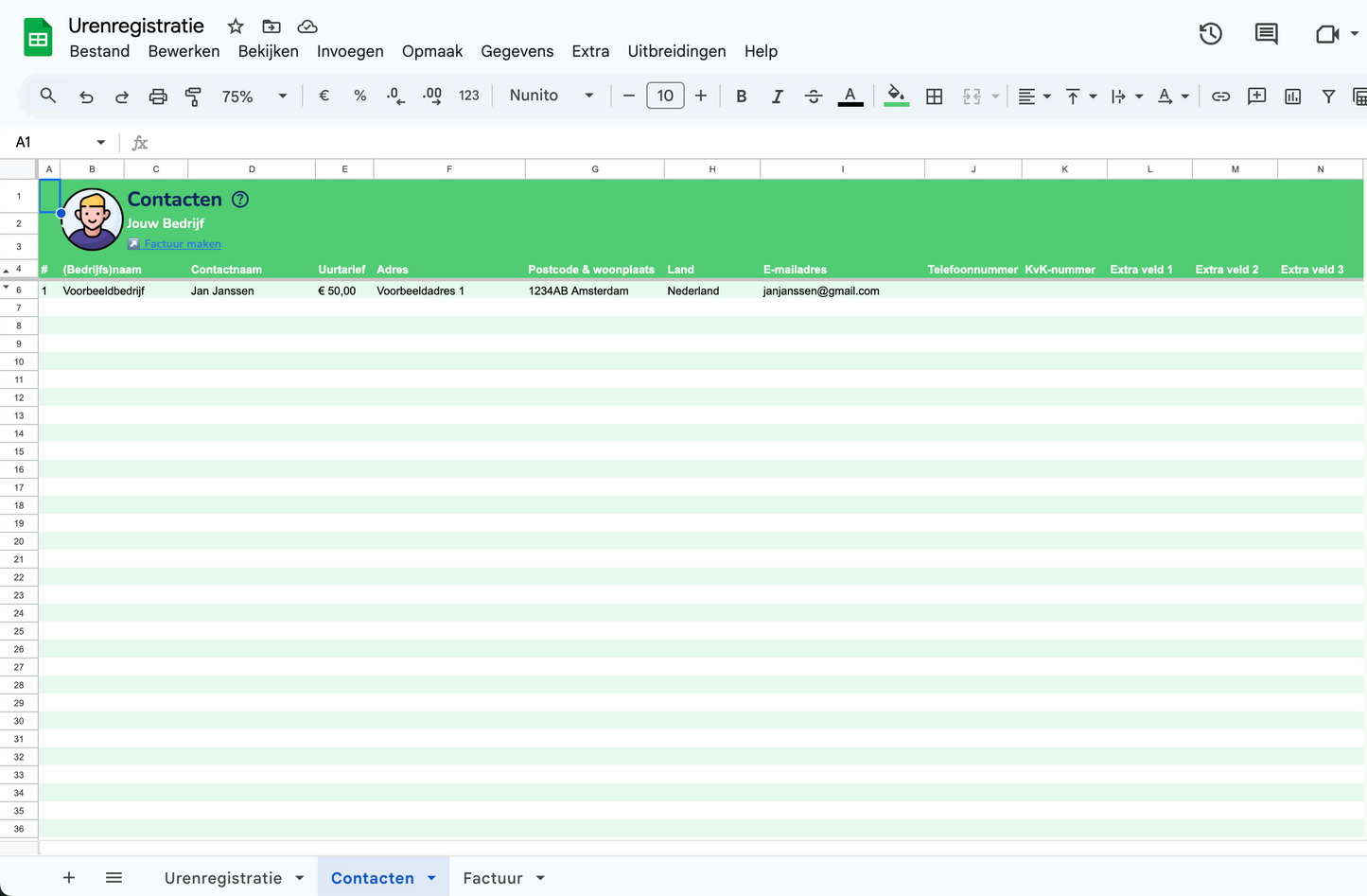 Urenregistratie voor ZZP'ers | Google Sheets Template