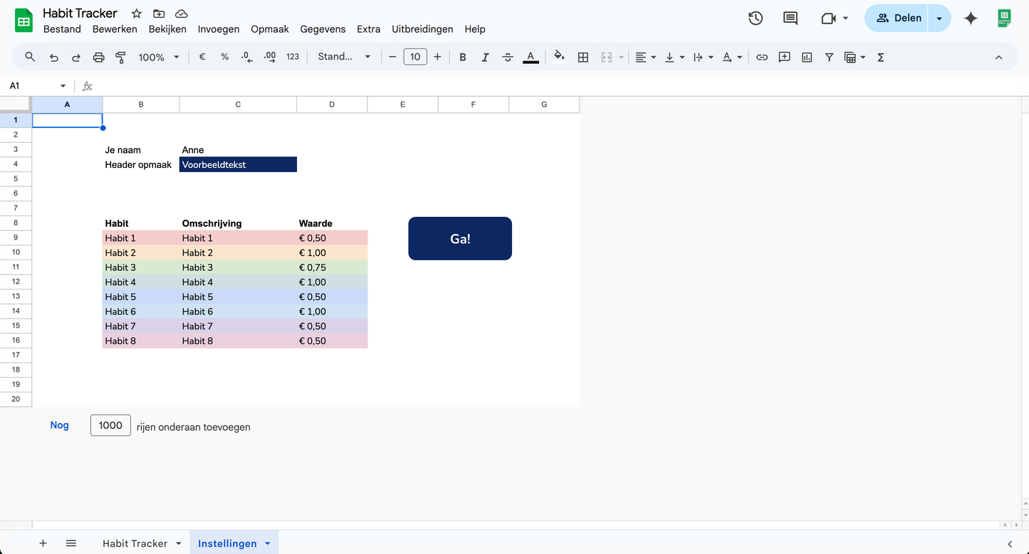 Habit Tracker | Google Sheets Template