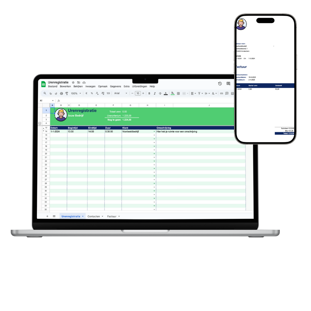 Urenregistratie voor ZZP'ers | Google Sheets Template