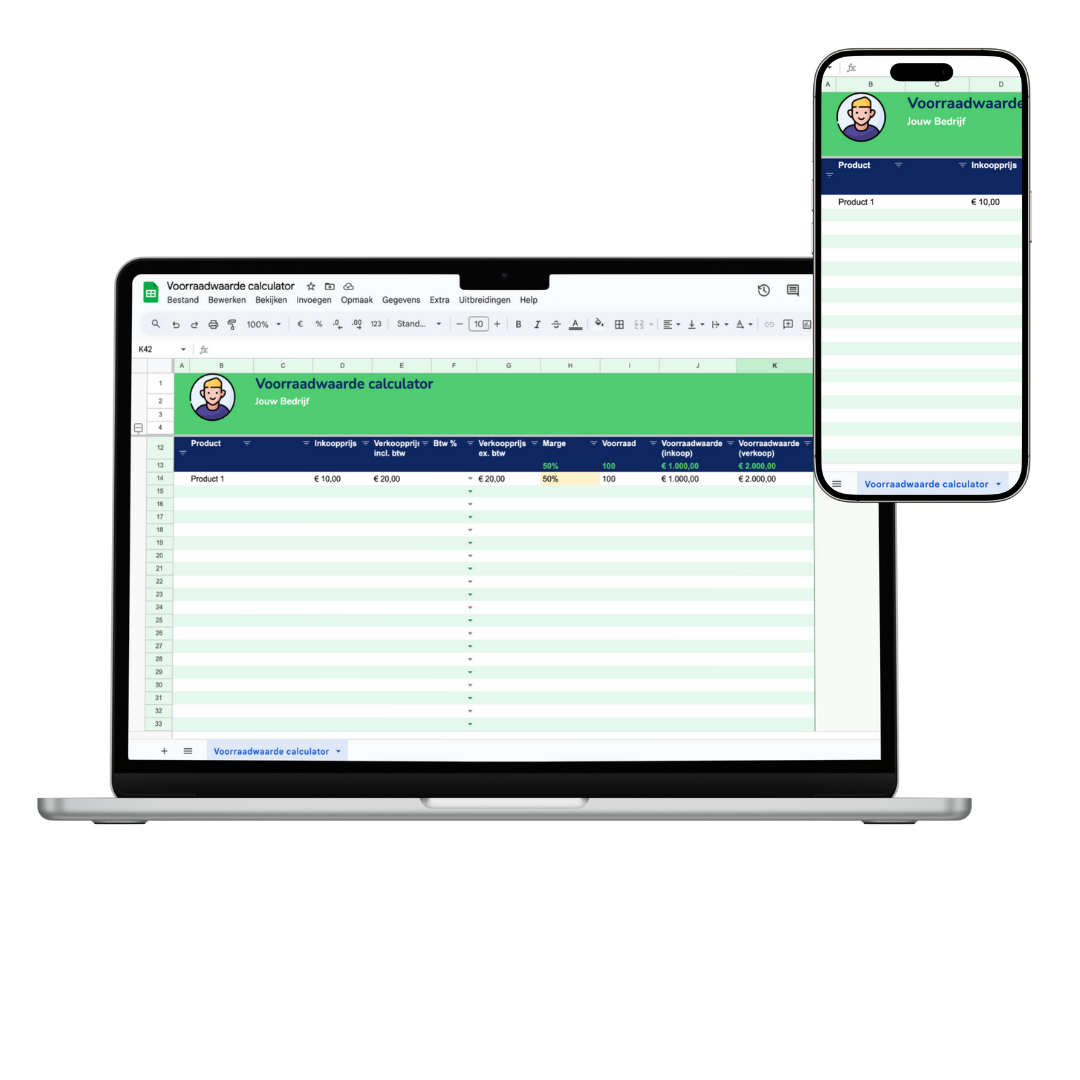 Voorraadwaarde calculator | Google Sheets Template