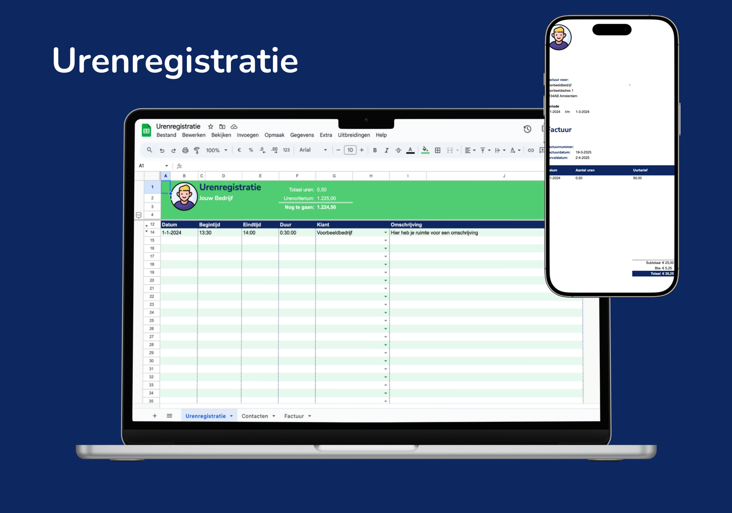 Urenregistratie voor ZZP'ers | Google Sheets Template
